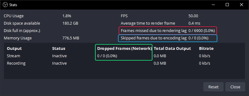 The stat window with some parts highlighted